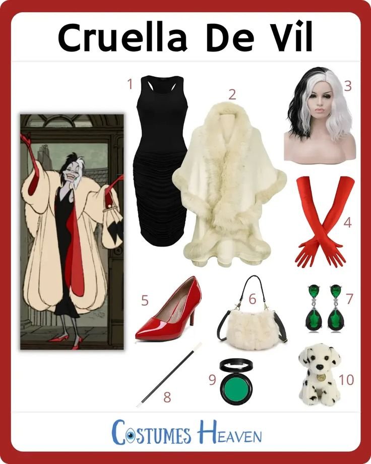 Cruella de Vil Costume Accessories from Wigs to Gloves and Cigarette Holders